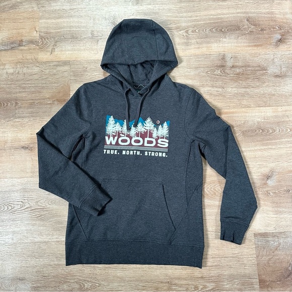 Woods Women’s Gray Lawson Graphic Hoodie Size Medium Outdoor Hiking Camping Fall - Picture 1 of 6